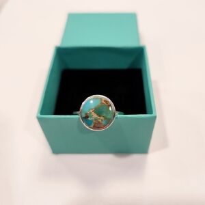 New Sterling Silver Large Genuine Turquoise Ring